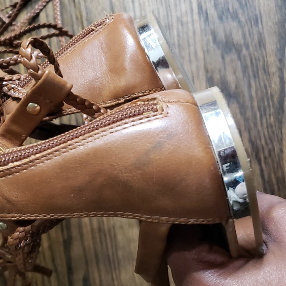 Call It Spring Tall Tan Gladiator Sandals with Gold Accent Heel - Picture 10 of 15